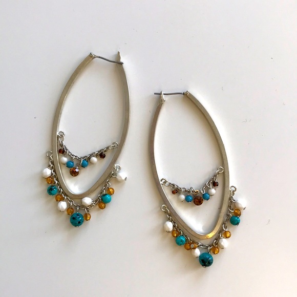 Large drop beaded earrings - Picture 1 of 2